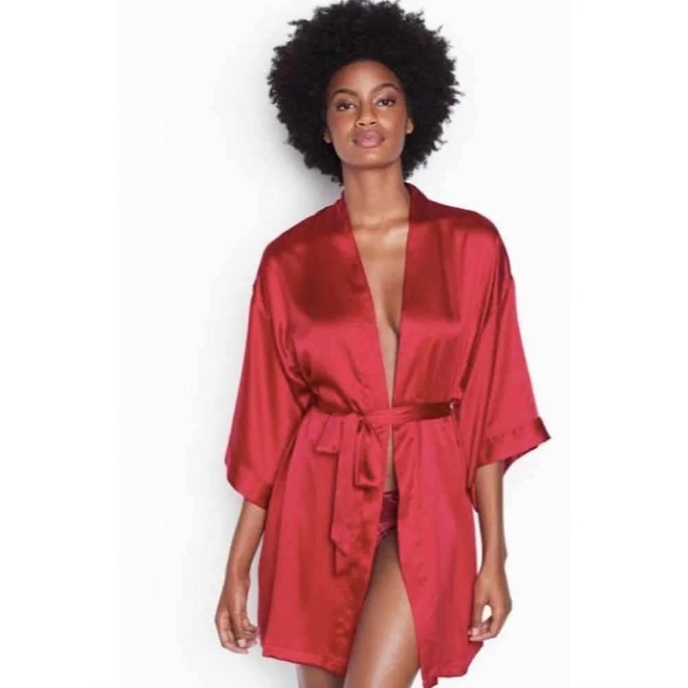 Victoria secret Red Satin Kimono Robe
